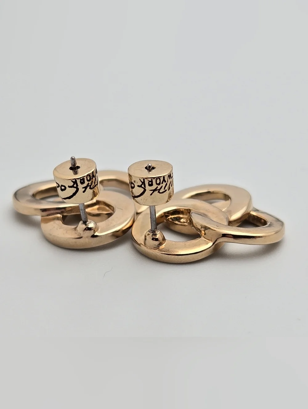 Kenneth Cole Gold Tone Triple Circle Knot Stud Earrings 3/4" Modern - Picture 8 of 8